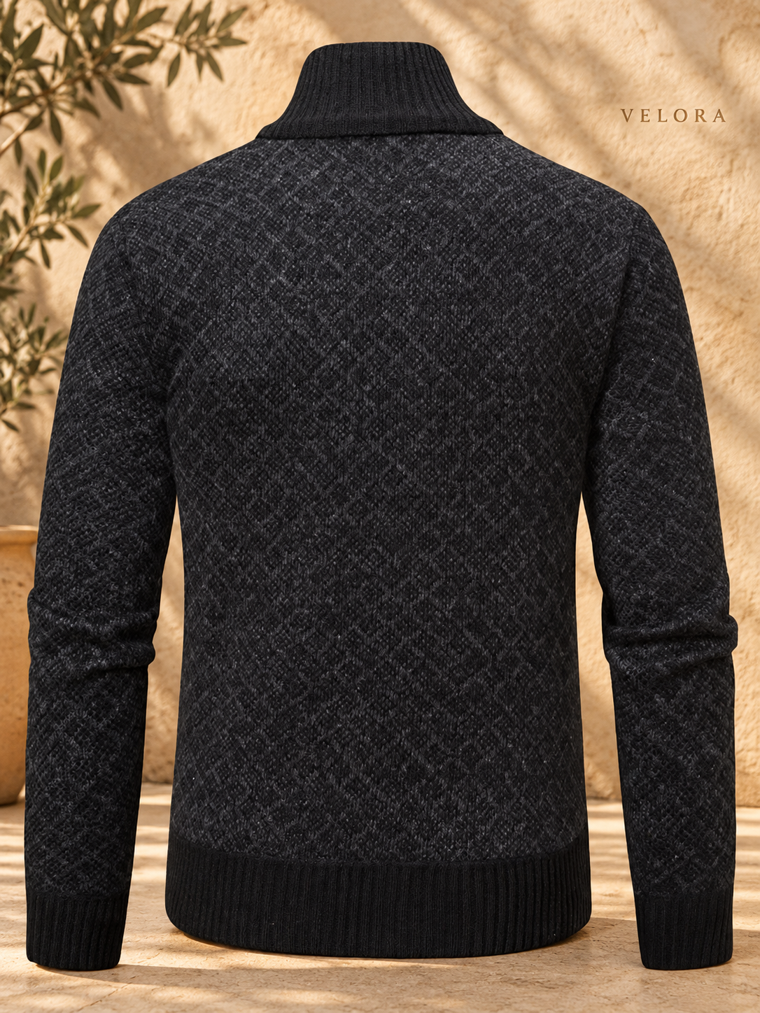 Men's Plus Size Geometric Patterned Full-Zip Cardigan – image 12 – VELORA Mediterranean