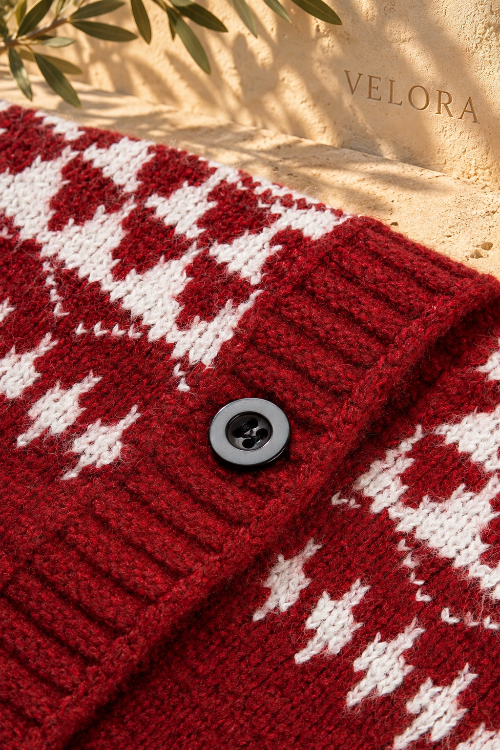 VELORA Geometric Button-Front Cardigan — Mediterranean view 12