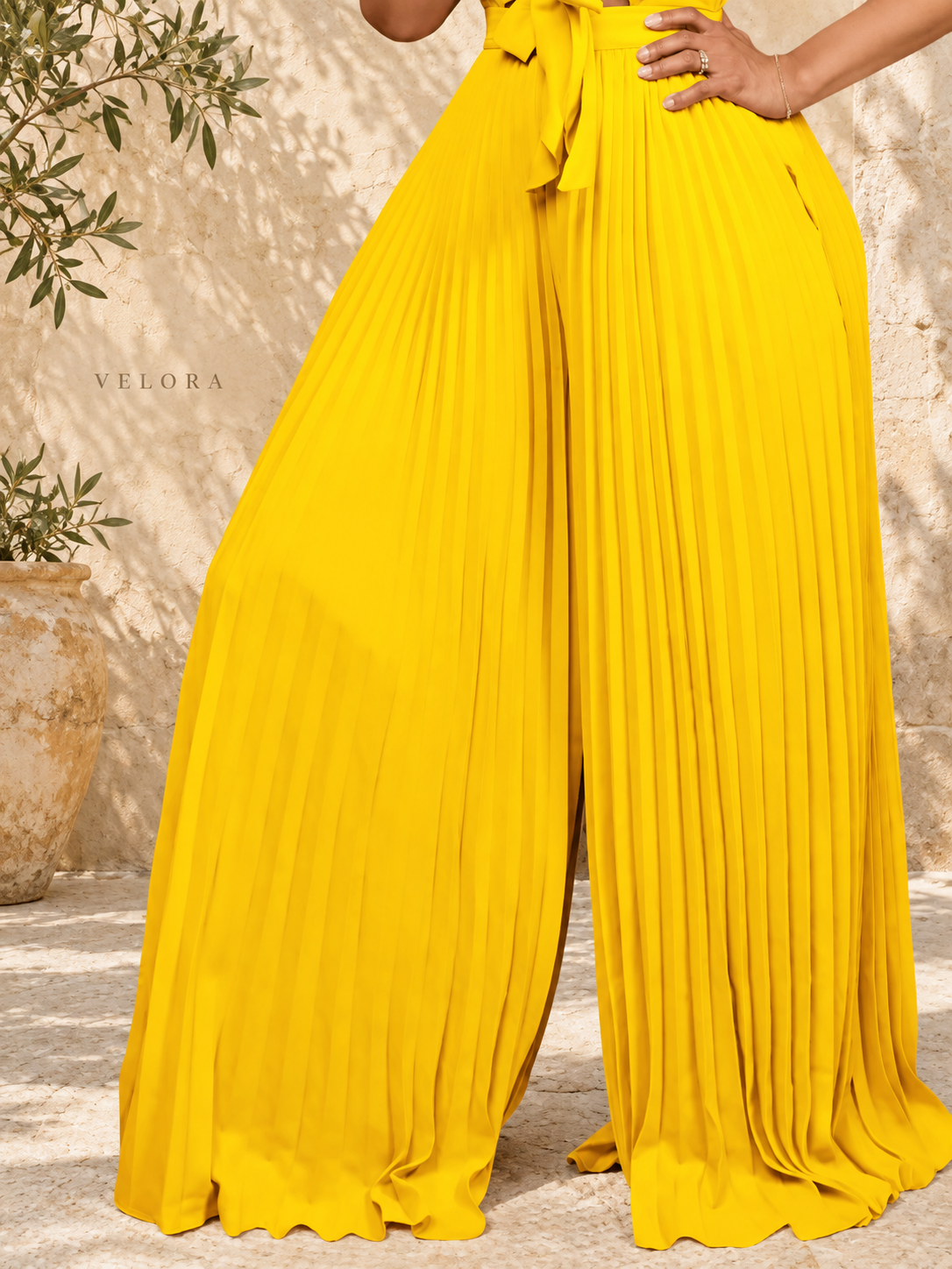 Pleated Tie-Front Wide Leg Jumpsuit view 6