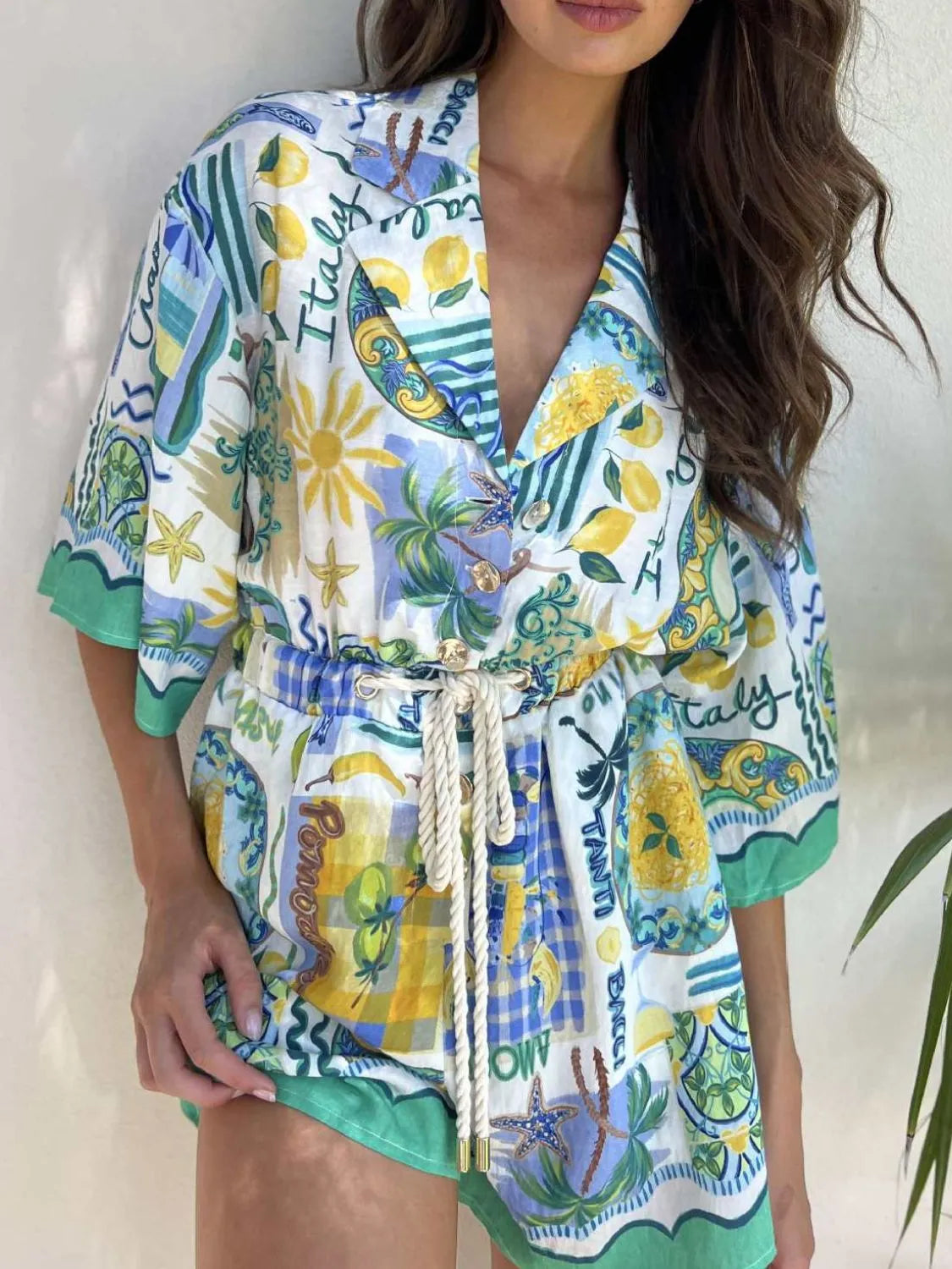 Printed Collared Romper – original image retained