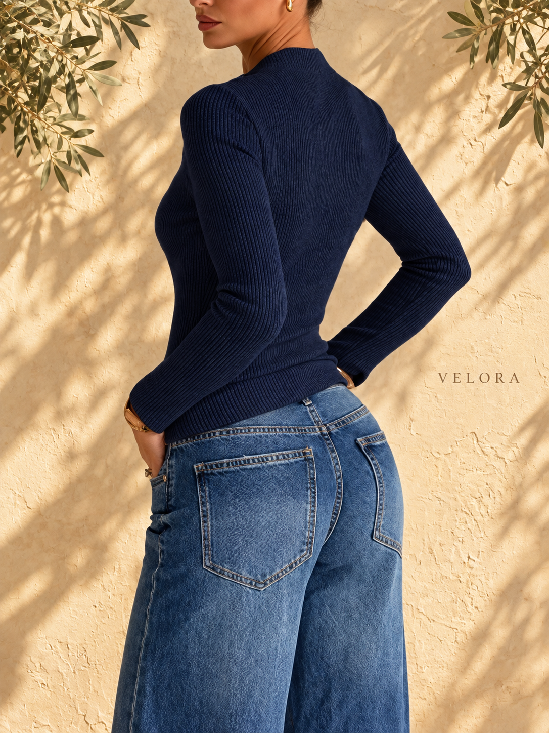 VELORA ribbed cutout top look 10 on Mediterranean plaster