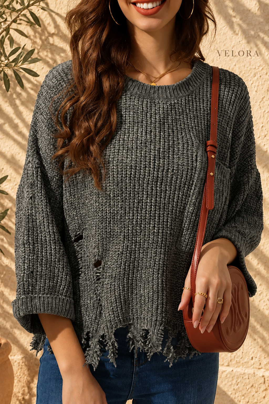 VELORA sweater product detail 5 on Mediterranean plaster