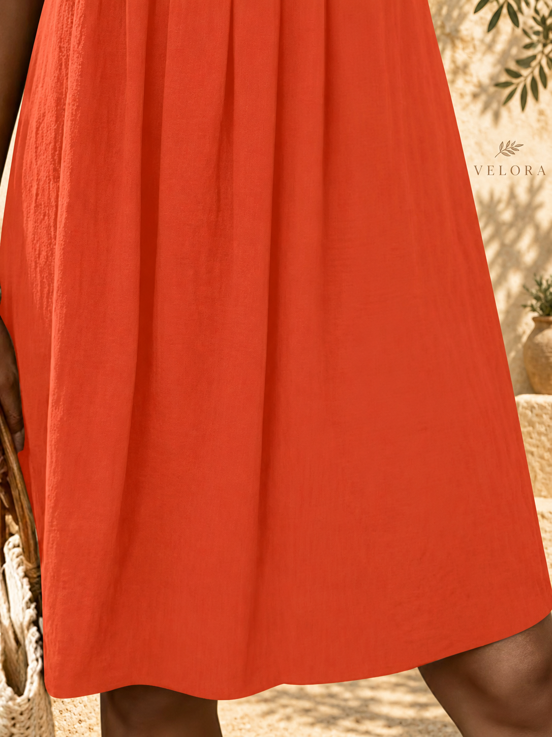 VELORA zipper A-line dress look 21 on Mediterranean plaster