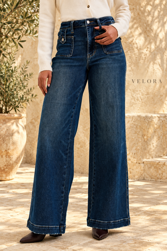 VELORA Judy Blue Lux High-Rise Wide Leg Jeans 1