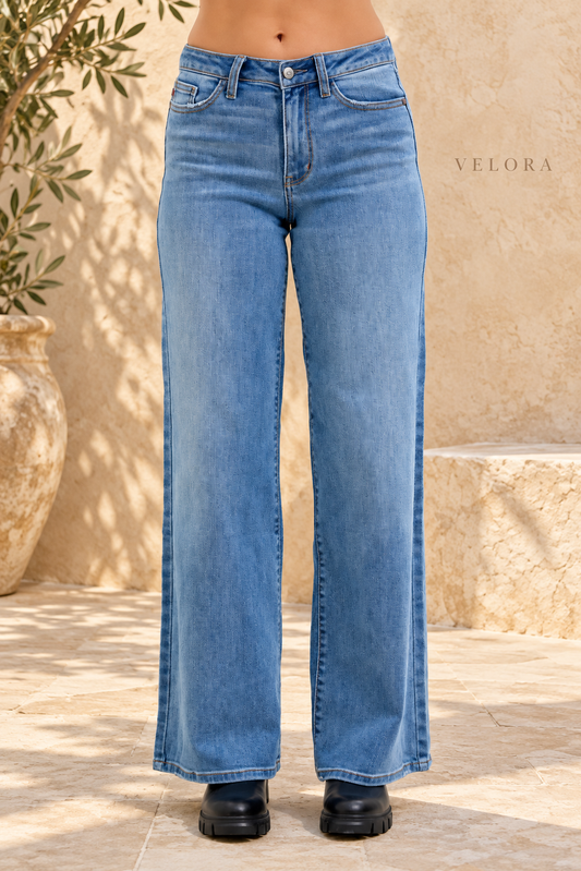 VELORA Judy Blue Retro Wide Leg Jeans 1