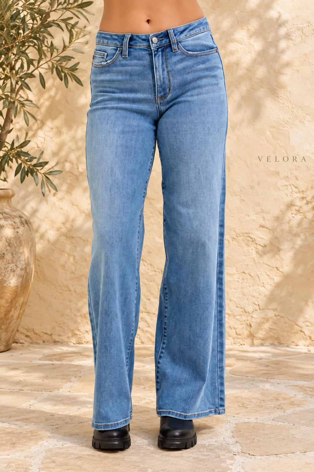 VELORA Judy Blue Retro Wide Leg Jeans 2