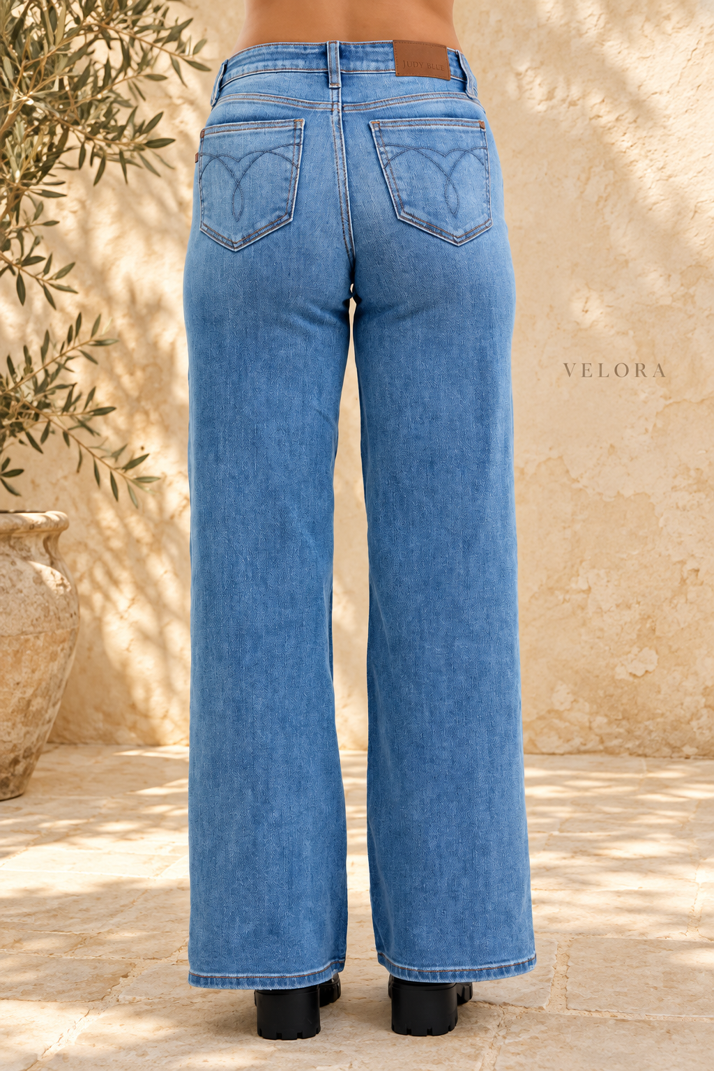 VELORA Judy Blue Retro Wide Leg Jeans 5