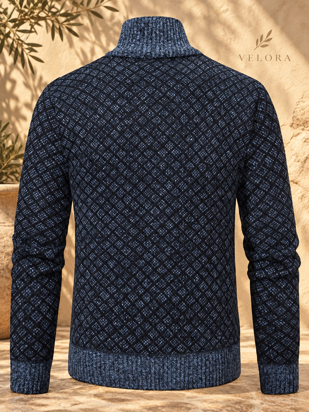 Men's Plus Size Geometric Patterned Full-Zip Cardigan – image 7 – VELORA Mediterranean