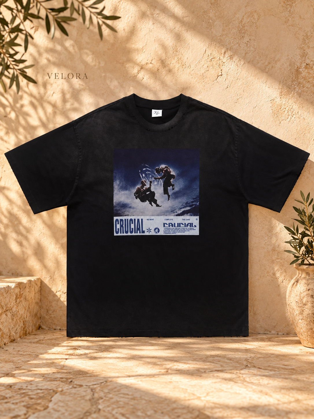 Men's Graphic Round Neck Oversized T-Shirt – image 3 – VELORA Mediterranean