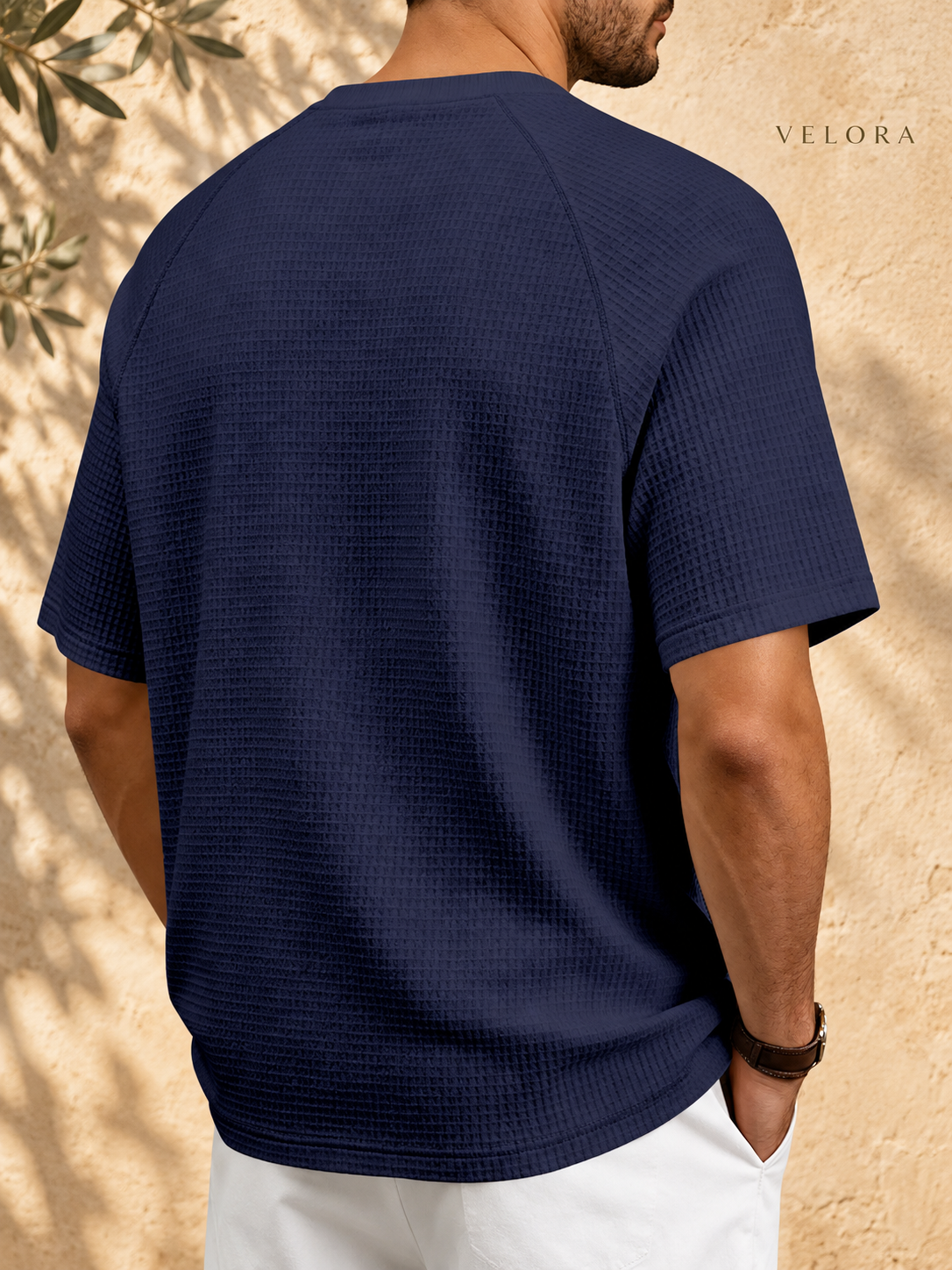 VELORA Men's Waffle Knit Raglan T-Shirt 6