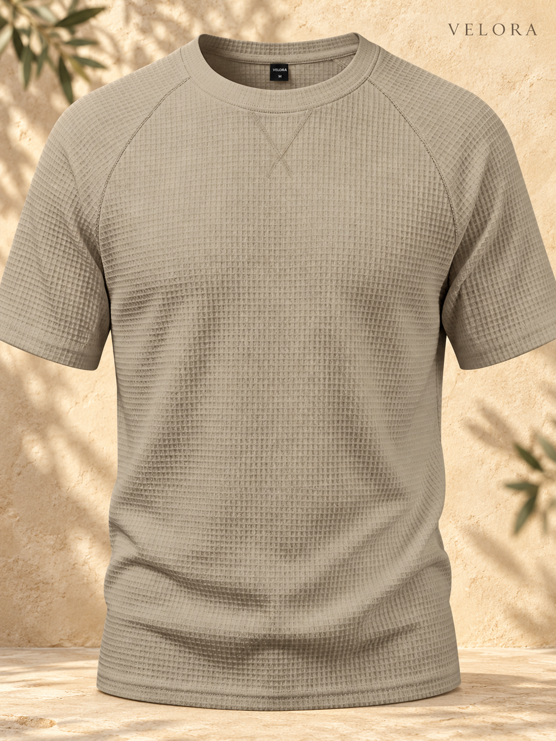 VELORA Men's Waffle Knit Raglan T-Shirt 8