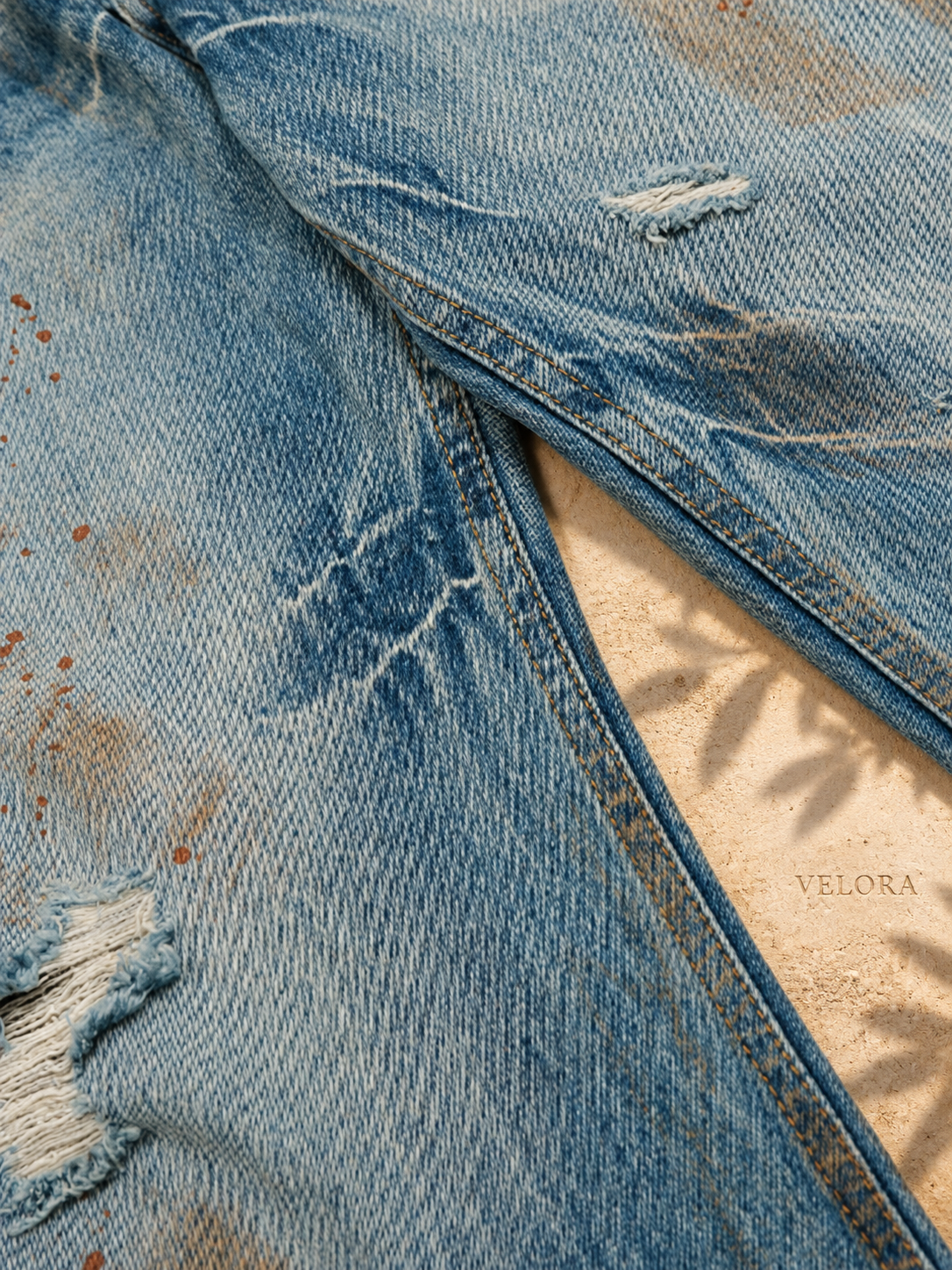 Men's Vintage Distressed Wide Leg Denim Jeans – image 5 – VELORA Mediterranean