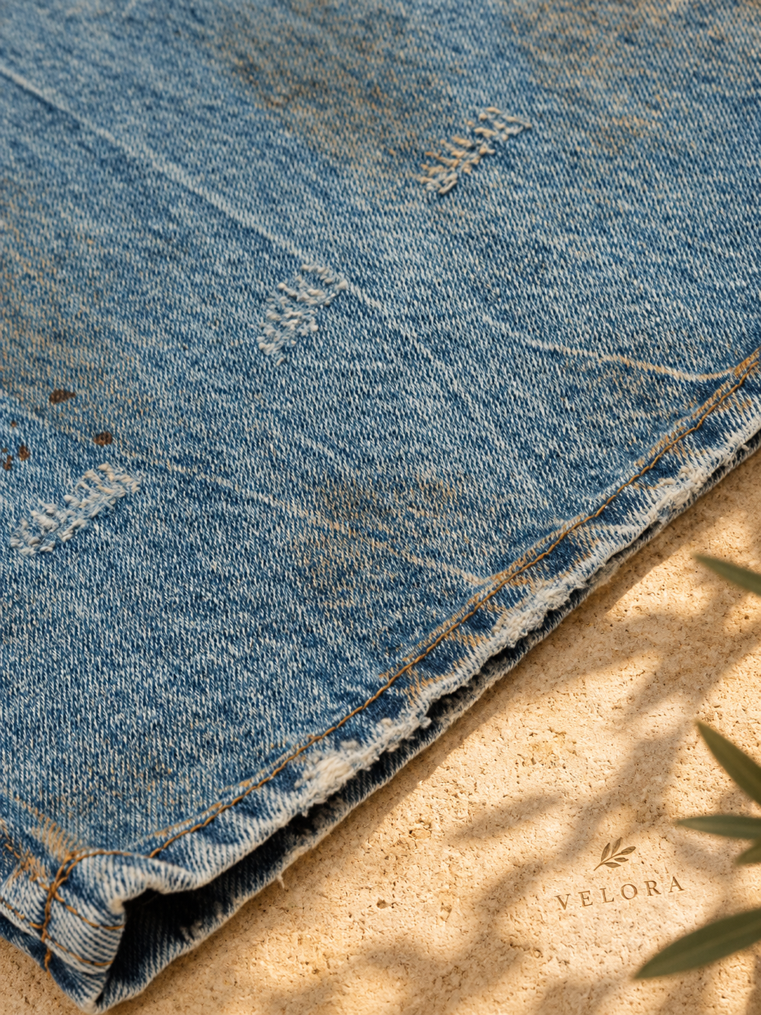 Men's Vintage Distressed Wide Leg Denim Jeans – image 7 – VELORA Mediterranean