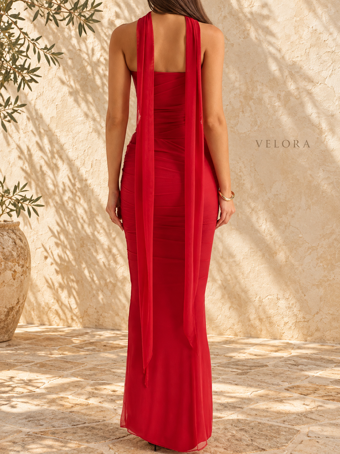 VELORA Ruched Tube Top & Maxi Skirt Set 18